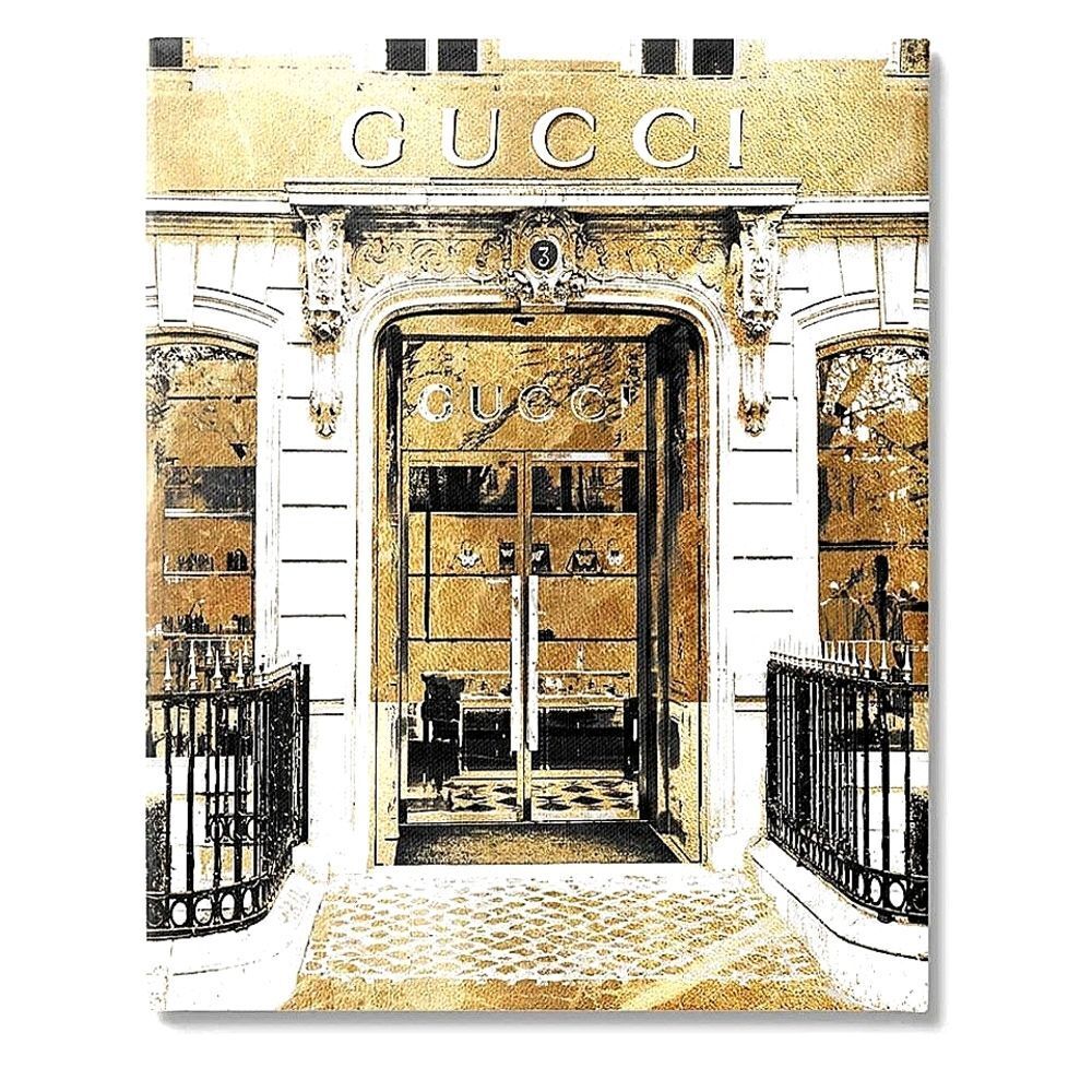 At Home Gucci Storefront Gold Foil Canvas Wall Decor